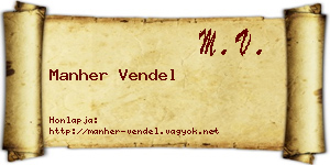 Manher Vendel névjegykártya